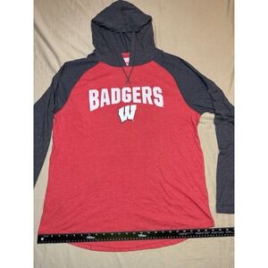 Box Seat Clothing Co. Wisconsin Badgers Long Sleeve Shirt With Hood Mens XL NCAA